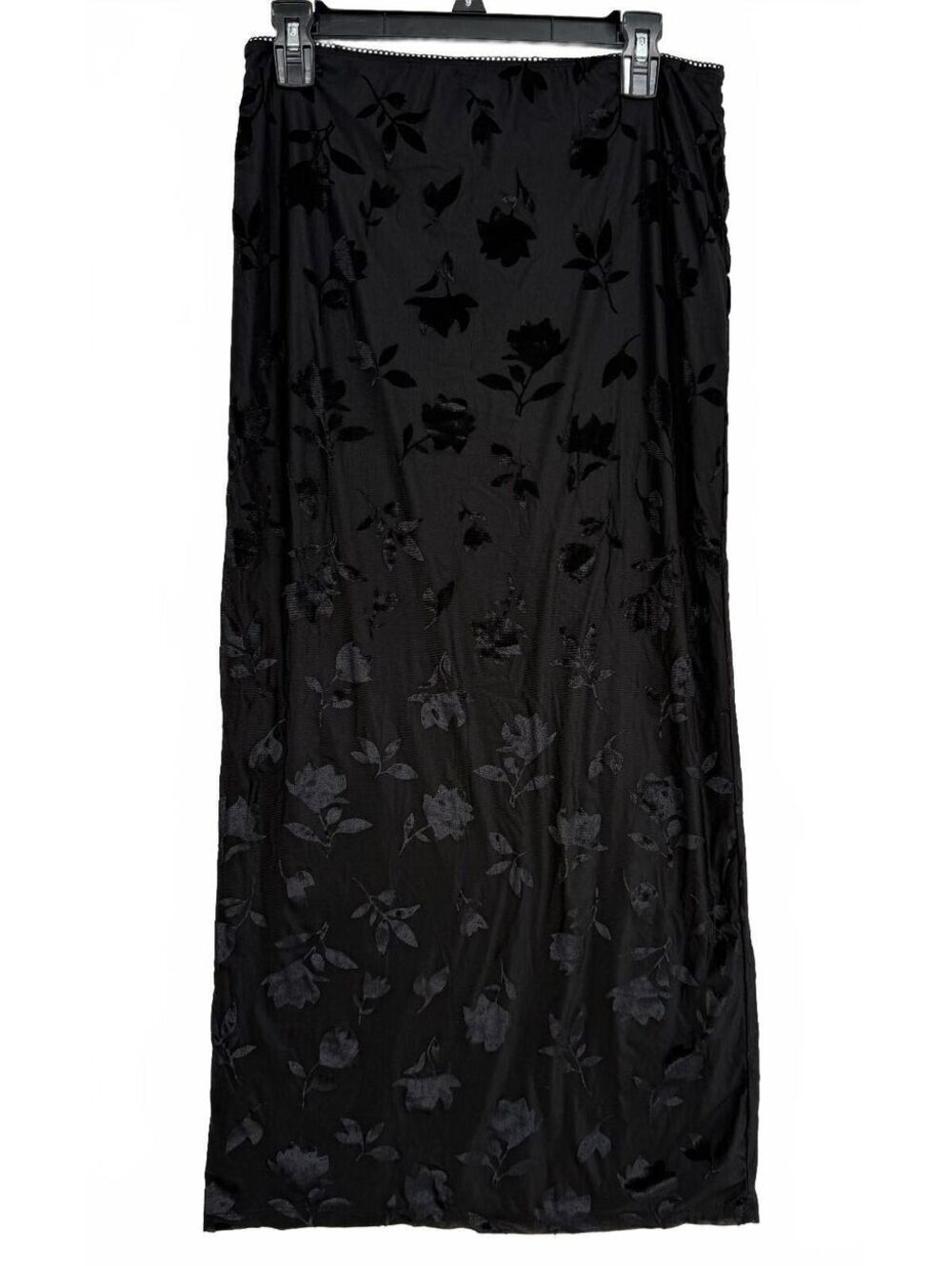 Madden Girl Black Burnout Velvet Floral Maxi Skirt Size XL